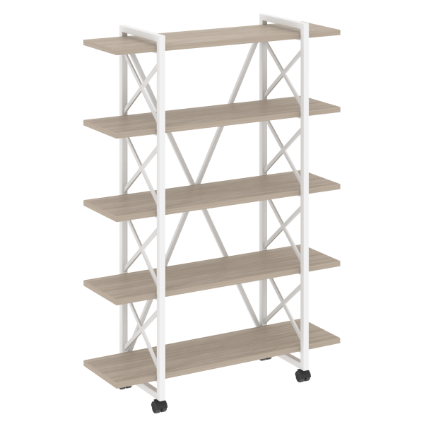 Стеллаж на колесных опорах-5 полок VR.L-MST.K-5.8V 1200x400x1704 (Дуб Аттик/Белый металл)