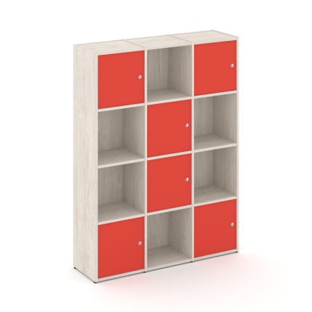 Стеллаж Locker Plus LK.K-006 1188x350x1593 (Денвер Светлый | Красный)