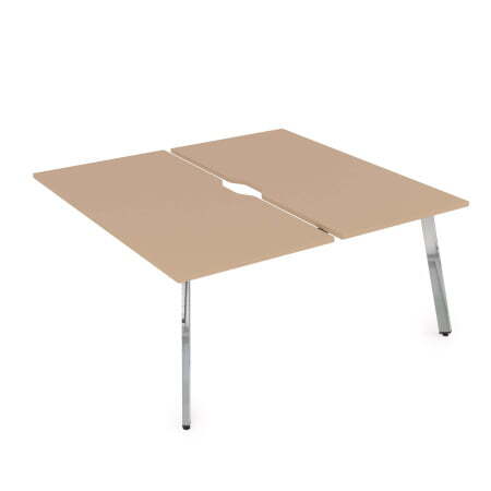 10БДКВ.268 Стол системы Бенч с вырезом, сдвоенный, на 2 рабочих места - конечный (1200x1235x750) (Mokko/Глянец металл)