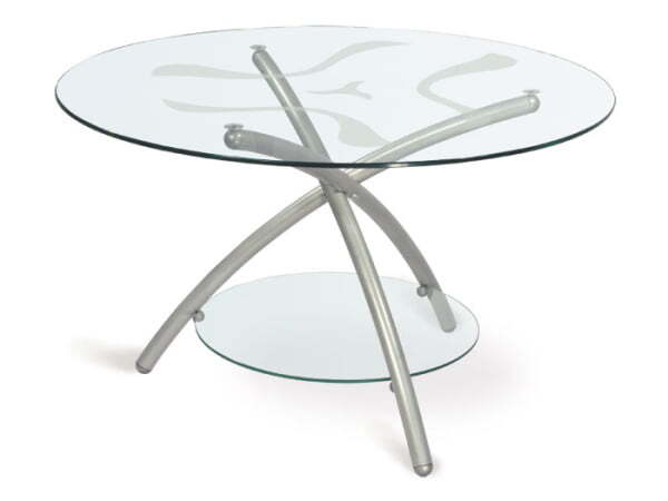 Стол журнальный Дуэт-3 Д-3 850x850x500 (Металлик/прозрачное стекло)