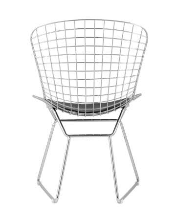 Стул обеденный Bertoia хромированный с черной подушкой (Стул кухонный Bertoia серебристый)