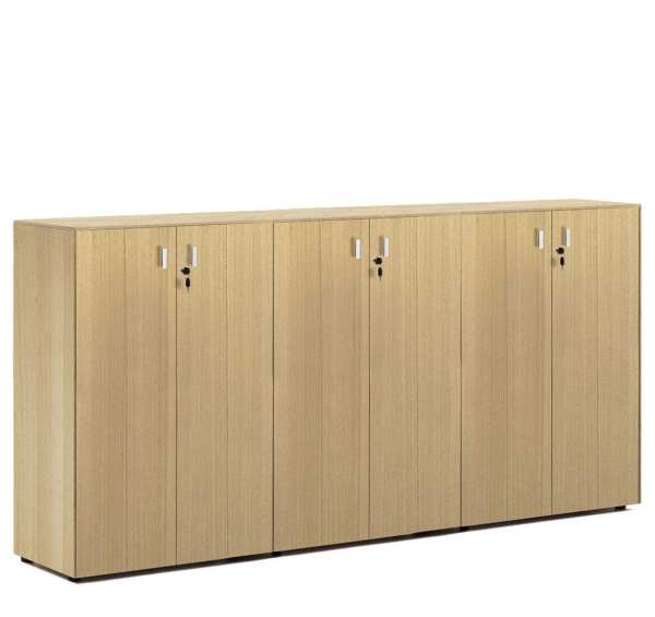 EXE Шкаф средний на 6 дверей H120 (Дуб Светлый/Хром)