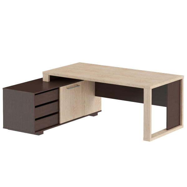 Стол руководителя на опорной тумбе, левый Alto ACT 1916 L 1950x1600x750 (Венге Магия/Дуб Девон)