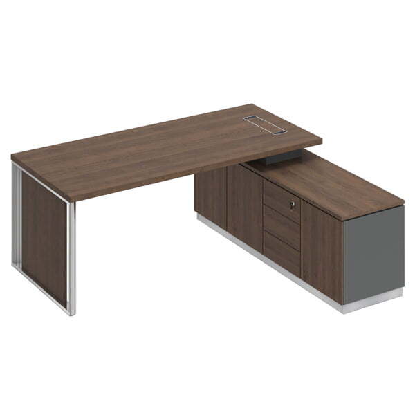 Стол руководителя с декоративными вставками Bravo БР 123 1800x900x750 (Дуб гладстоунСерый)