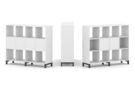 Набор стеллажа 1 сторонний, 3 яруса SN.NS-341 (1488х400х1248) (Белый/Металл Антрацит)