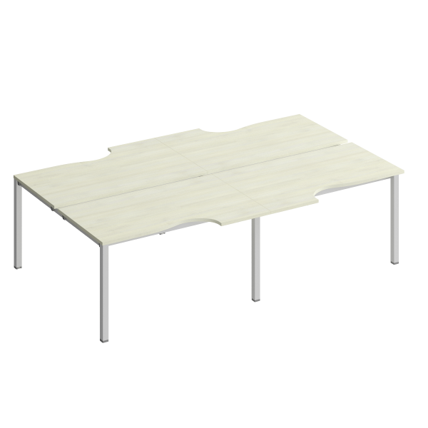 Рабочая станция со столами эргоном. на металлокаркасе КФ (4х140) Комфорт КФ К.1149-2 2800x1840x750 (Дуб шамони светлыйСерый)
