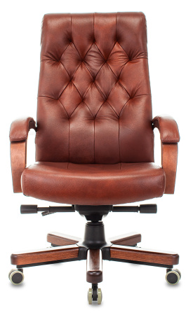 Кресло руководителя T-9928WALNUT светло-коричневый Leather EiCHel кожа крестов. металл/дерево (Светло-коричневый)