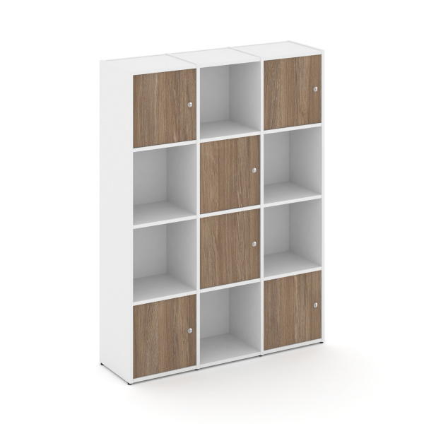 Стеллаж Locker Plus LK.K-006 1188x350x1593 (Белый | Дуб Аризона)