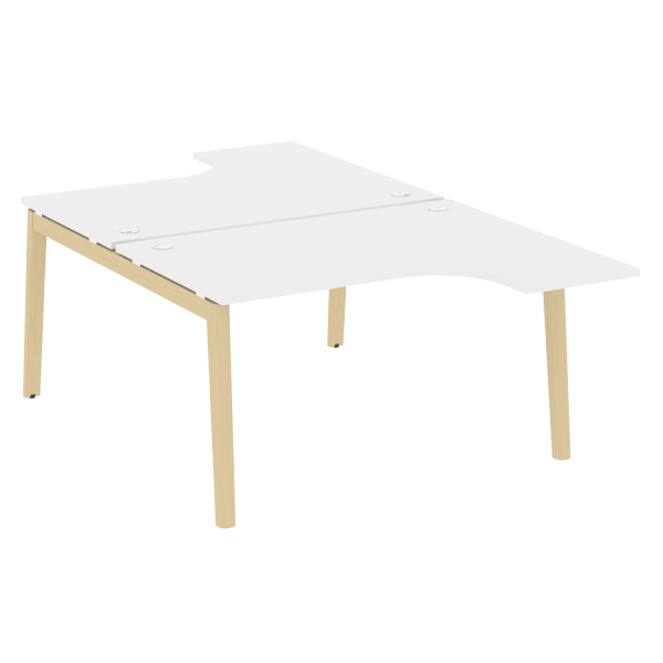 Рабочая станция на деревянных опорах Onix Wood OW.D.SA-3 1380x2395x750 (Белый Бриллиант/Дуб Светлый)