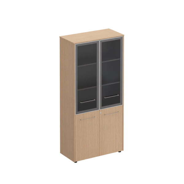 Шкаф со стеклянными дверями высокий Reventon МЕ 343 940x460x1960 (Зебрано песочный)