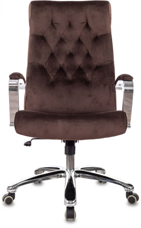 Кресло руководителя T-9928SL Fabric коричневый Italia 6 крестов. металл хром (Коричневый)
