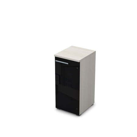 9ПЛ.023.4 Пенал низкий со стеклом (400x450x845), левый (Ivory)