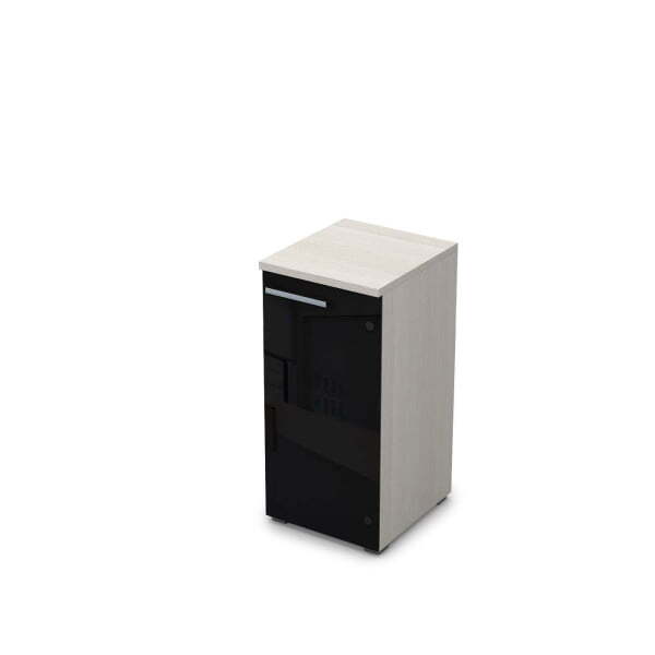 9ПП.023.4 Пенал низкий со стеклом (400x450x845), правый (Ivory)