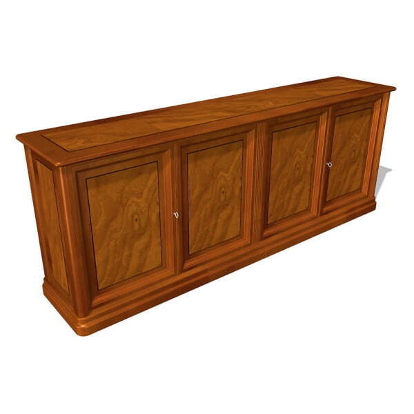 Шкаф низкий с 4-мя дверцами Art&Moble 01162 2000x400x750 (Шпон корня оливы)