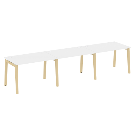 Рабочая станция на деревянных опорах Onix Wood OW.RS-3.2.8 3540x800x750 (Белый Бриллиант/Дуб Светлый)