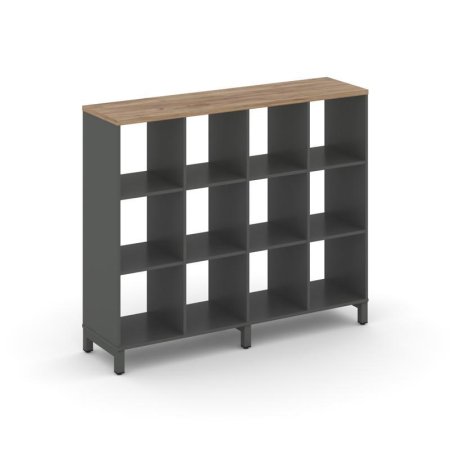 Каркас стеллажа 3 яруса SN.KS-340 (1488х400х1248) (Антрацит/Дуб Табак/Металл Антрацит)