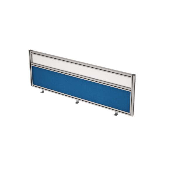 9БТС.0415.8 Барьер из ткани и стекла в алюминиевом профиле, фронтальный (1200x29x400) (Indigo/стекло матовое)
