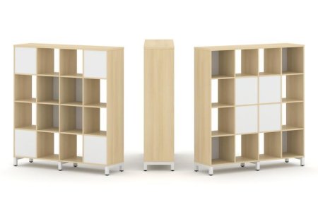 Набор стеллажа 2-х сторонний, 4 яруса SN.NSD-441 (1488х400х1615) (Акация Лорка/Белый/Металл Белый)