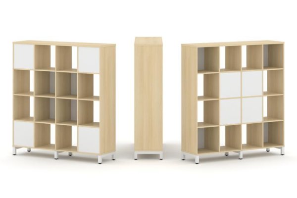 Набор стеллажа 2-х сторонний, 4 яруса SN.NSD-441 (1488х400х1615) (Акация Лорка/Белый/Металл Белый)