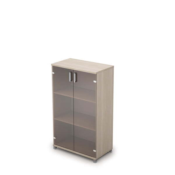 6Ш.017.3 Шкаф для документов средний со стеклом (800x450x1348) (Шамони светлый)