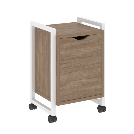 Тумба на колесных опорах с распашным фасадом VR.L-T2.K 500x460x767 (Дуб Аризона/Белый металл)