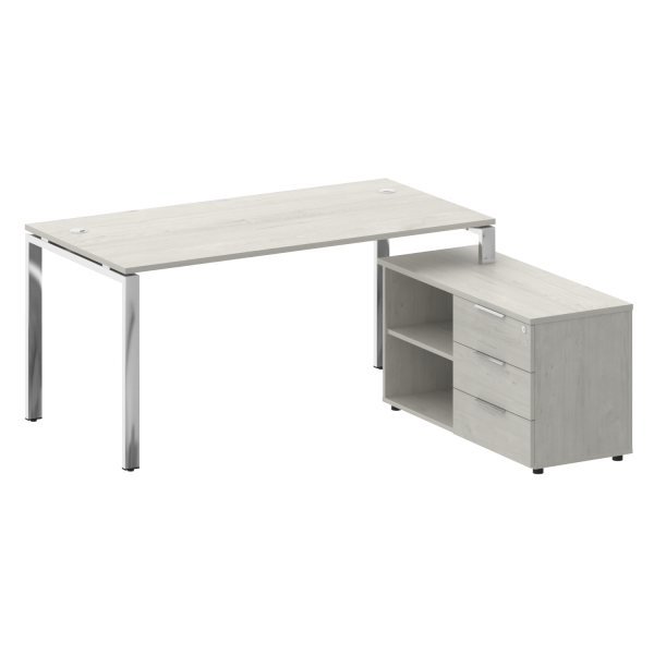 Стол для руководителя с тумбой правый БГ.СРТ-4.8 (R) 1700x1620x750 (Дуб Наварра/Нерж. Сталь)