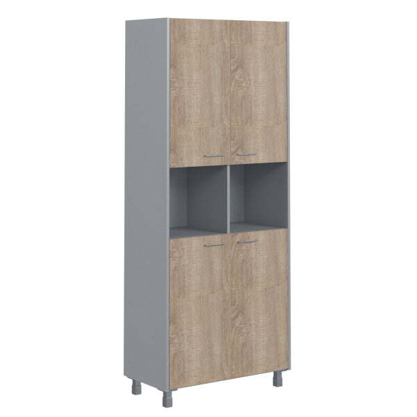 Шкаф с 2-мя комплектами глухих малых дверей Offix-new OHC 87.4 874x450x2147 (Дуб Сонома светлый/металлик)