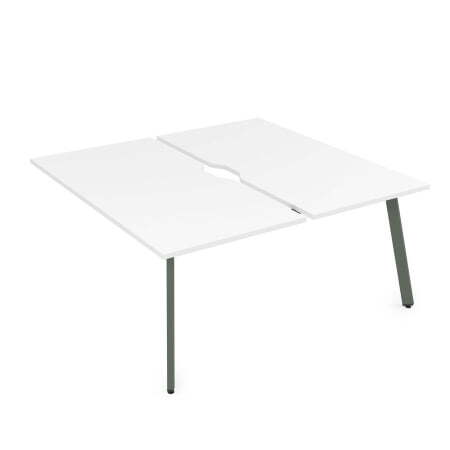 10БДКВ.268 Стол системы Бенч с вырезом, сдвоенный, на 2 рабочих места - конечный (1200x1235x750) (Белый премиум/Klever металл)