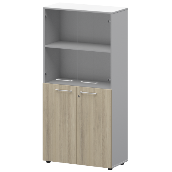 Шкаф высокий комб. Кортез СМШ48.28F.28S(Б) 792x362x1595 (Кронберг/Белый)