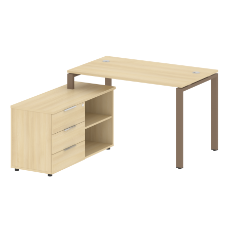 Рабочая станция с опорной тумбой левая Metal System Style БП.РС-СТС-2.2 Л 1300x1520x750 (Акация/Мокко металл)