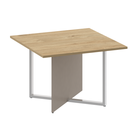 Стол переговорный, квадратный Shift SK.SP-KV-110-1 (1100x1100x753) (Тиквуд Светлый-Капучино | Хром)