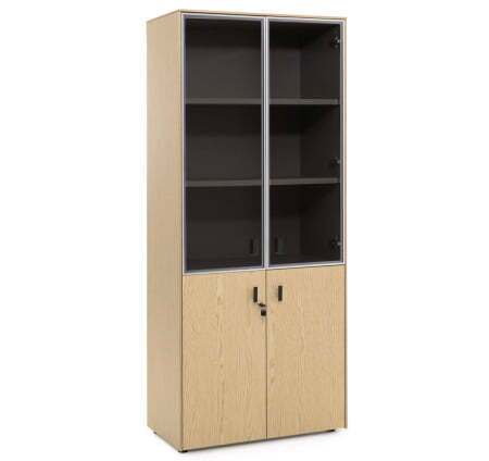EXE Шкаф комбинированный H197 (Дуб Светлый/Черный)