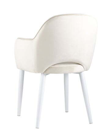 Стул Венера велюр кремовый ножки белые (Стул Венера кремовый)