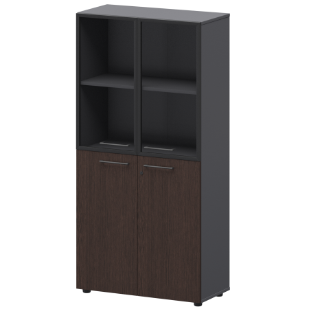 Шкаф высокий комб. Кортез СМШ48.28F.28RS 792x380x1595 (Дуб венге/Графит)