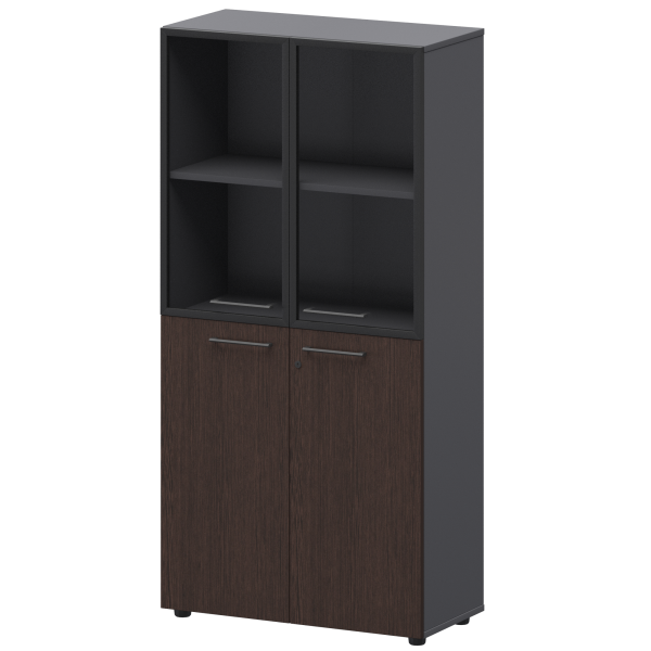 Шкаф высокий комб. Кортез СМШ48.28F.28RS 792x380x1595 (Дуб венге/Графит)