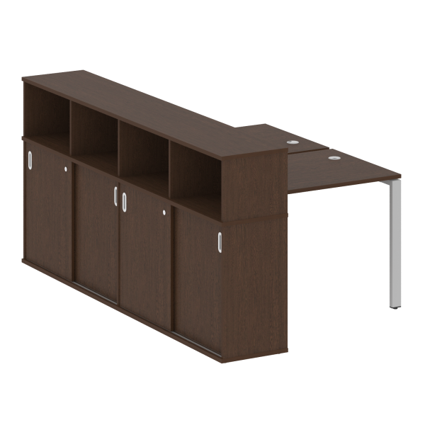 Рабочая станция с опорным шкафом-купе Metal System Style БП.РС-СШК-4.1 1410x2332x1098 (Венге Цаво/Серый металл)