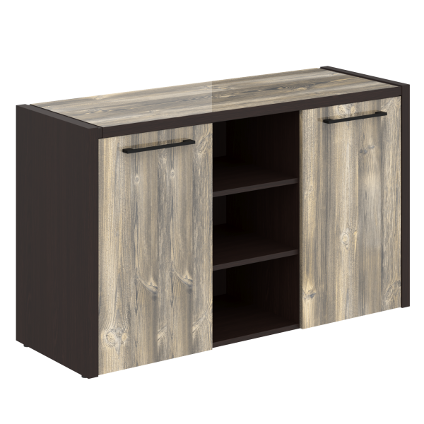 Тумба с фригобаром в кабинет руководителя серии Morris MTF 140 1400x492x828 (Дуб Базель/Венге Магия)