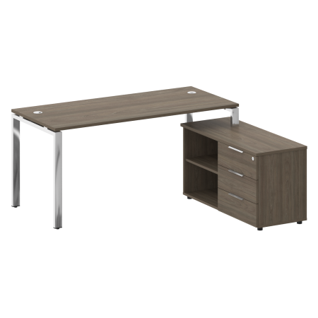 Стол для руководителя с тумбой правый БГ.СРТ-4.7 (R) 1700x1520x750 (Вяз Благородный/Нерж. Сталь)