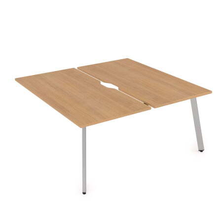 10БДКВ.268 Стол системы Бенч с вырезом, сдвоенный, на 2 рабочих места - конечный (1200x1235x750) (Romano/Алюминий матовый металл)