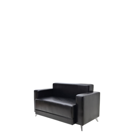 Диван офисный Блок (А-03) 2-х местный с подлокотниками (Черный)