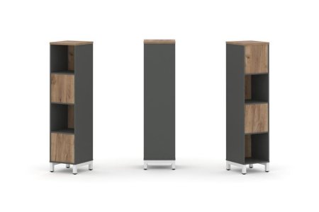 Набор стеллажа 2-х сторонний, 4 яруса SN.NSD-411 (387х400х1615) (Антрацит/Дуб Табак/Металл Белый)