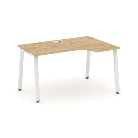 Стол рабочий эргономичный SN-6A.SPA-011(R) (1380х700/980х750) (Тиквуд Светлый/Металл Белый)