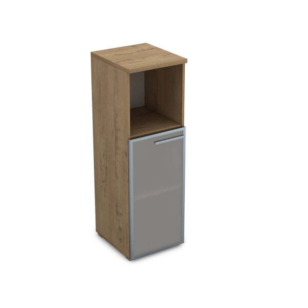 9ПП.017.5 Пенал средний со стеклом и нишей (400x450x1245) , правый (Teakwood)