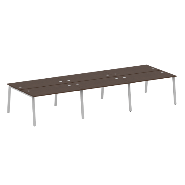 Рабочая станция на 6 рабочих места на А-образном м/к Metal System Style БА.СМ-6.3 4200x1475x750 (Венге Цаво/Серый металл)