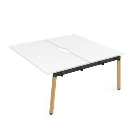 10БДСВ.268 Стол системы Бенч с вырезом, сдвоенный, на 2 рабочих места - средний (1200x1235x750) (Белый премиум/Iron wood металл)