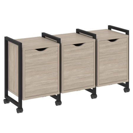 Тумба на колесных опорах наборная VR.L-TN-5.K 1440x460x767 (Дуб Аттик/Черный металл)