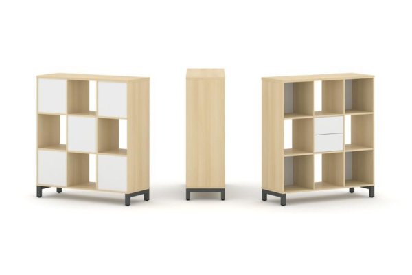 Набор стеллажа 1 сторонний, 3 яруса SN.NS-331 (1121х400х1248) (Акация Лорка/Белый/Металл Антрацит)