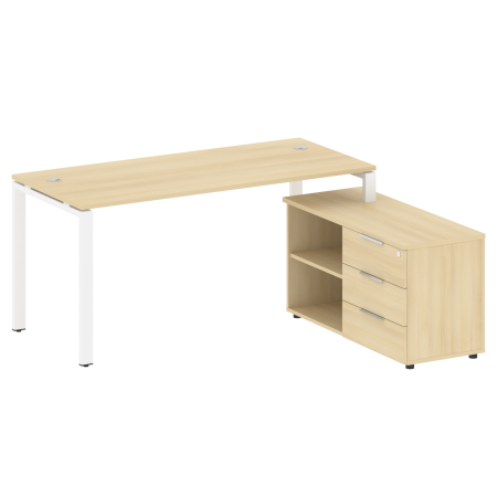 Рабочая станция с опорной тумбой правая Metal System Style БП.РС-СТС-2.4 Пр 1700x1520x750 (Акация/Белый металл)