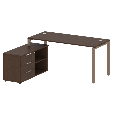Рабочая станция с опорной тумбой левая Metal System Style БП.РС-СТС-2.4 Л 1700x1520x750 (Венге Цаво/Мокко металл)