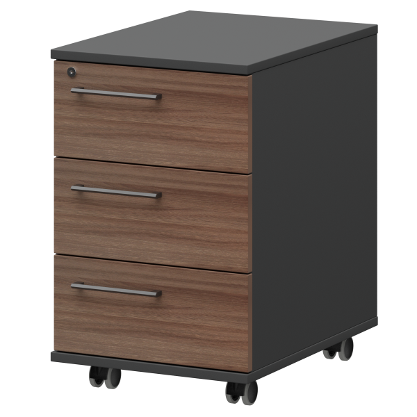 Тумба мобильная/подвесная правая Кортез KZT-61R 416x568x648 (Темный шимо/Графит)